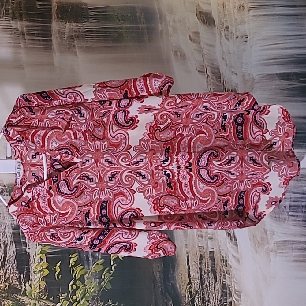 Cupids Diary Womens Medium bold pink paisley boho dressy blouse top